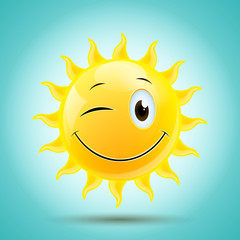 Vector Illustration of an Abstract Smiling Sun