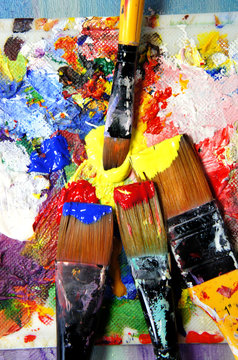 Vivid strokes and paintbrushes