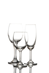 Empty wine glass and champagne glass
