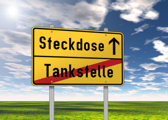 Ortsschild "Steckdose / Tankstelle"