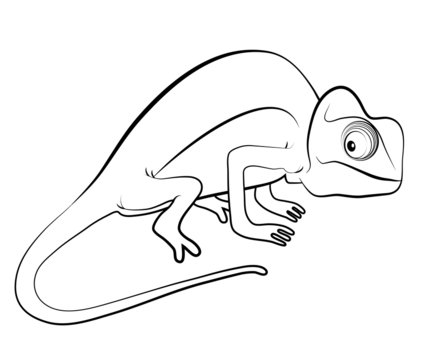 Chameleon cartoon character isolated on white background