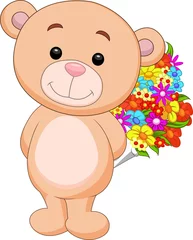 Dekokissen Süßer Bär mit Blumeneimer © tigatelu