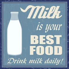 Papier Peint photo Lavable Poster vintage Le lait est votre meilleur aliment