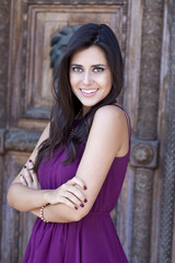 Fototapeta premium Happy young woman. Outdoor portrait
