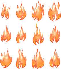 Collection of vector fires isolated on white