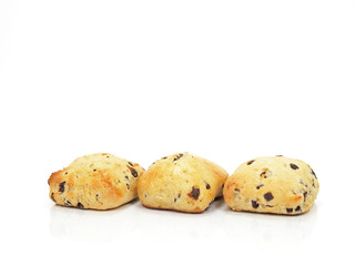 three chocolate chip scones
