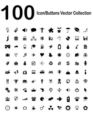 100 Icons-Buttons Vector Collection