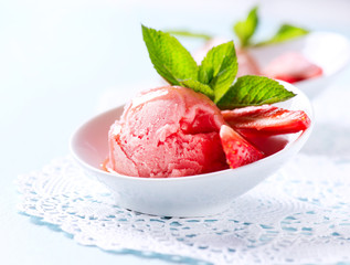 Ice Cream. Strawberry Homemade Icecream Scoop