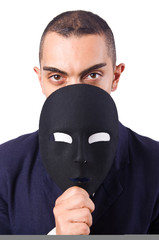 Man with mask isolated on white