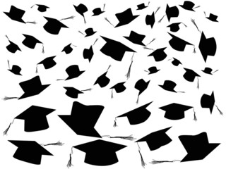 Tossing graduation caps background