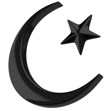 Crescent Islamic symbol on white background