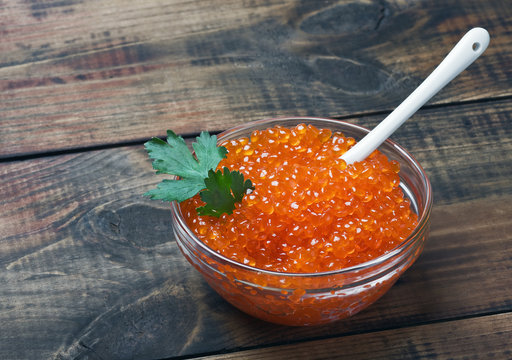 red caviar in a bowl