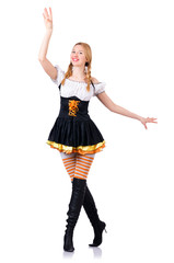 Oktoberfest concept with woman on white