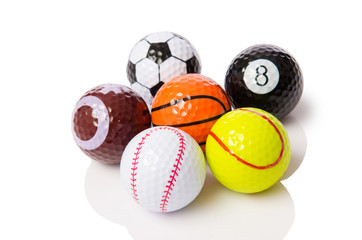 Collection of balls isolated on white