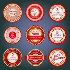 Set of sale badges, labels and stickers in red