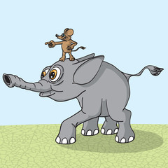 Elephant runs naprvlyaemy mouse.