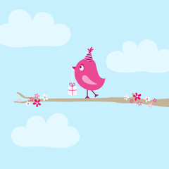 Pink Bird Birthday Gift Tree