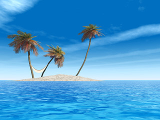 Obraz na płótnie Canvas Conceptual exotic island with hammock