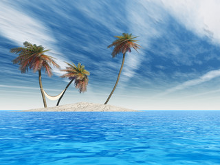Obraz na płótnie Canvas Conceptual exotic island with hammock