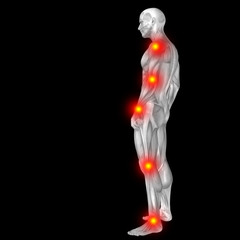 High resolution conceptual 3D human anatomy body with pain