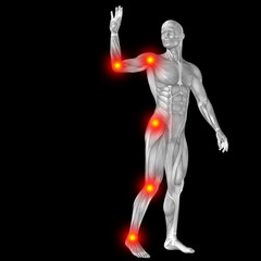High resolution conceptual 3D human anatomy body with pain