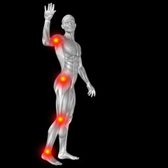 High resolution conceptual 3D human anatomy body with pain