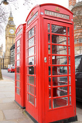 Two English Red Phones with the Big Ben on the back