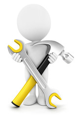 3d white people with repair tools
