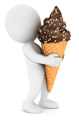 3d white people with an ice cream