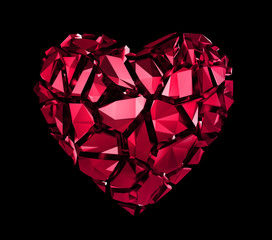 abstract ruby red crystal broken heart