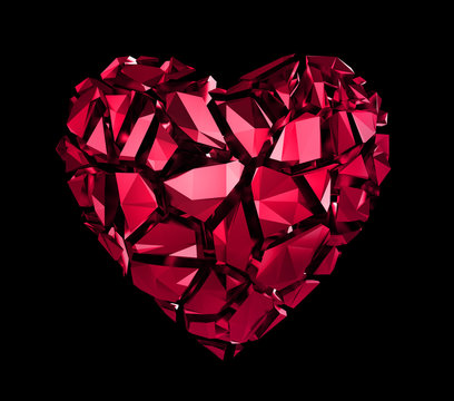 Abstract Ruby Red Crystal Broken Heart