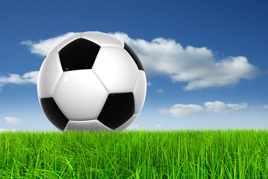 Conceptual soccer ball in grass