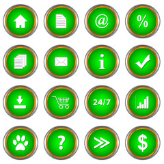 Set of green buttons