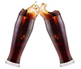 Fresh cola drink background with splash