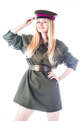 Fototapeta premium young and beautiful woman in the shape of the red army
