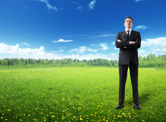 businessman on spring field