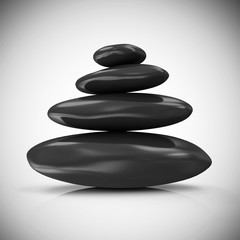 Pile of Black Spa Stones on gradient background