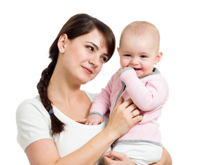 happy mother and baby girl