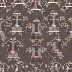 Printed roller blinds Birds in cages Birds in cages