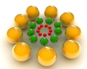 management concept with multi-coloured spheres of small