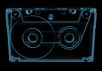 Audio cassette tape (3D xray blue transparent)