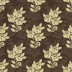 Seamless pattern with roses - beige and brown design