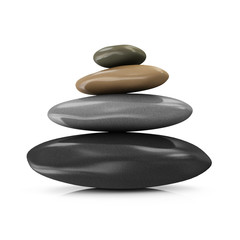 Pile of Colorful Spa Stones isolated on white background