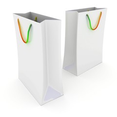 two white package with handles in the 3-d visualization