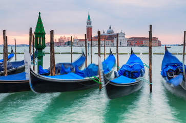 Gondolas in front of St Marks Square Venice