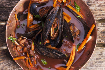 Closeup von Miesmuscheln