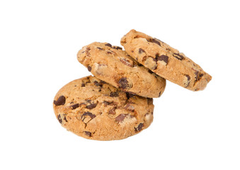 three chocolate chip homemade cookie biscuits