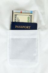 Passport, money and boarding pass