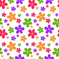 Seamless abstract pattern with flowers. Vector illustration.