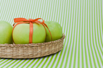 Basket of green apples